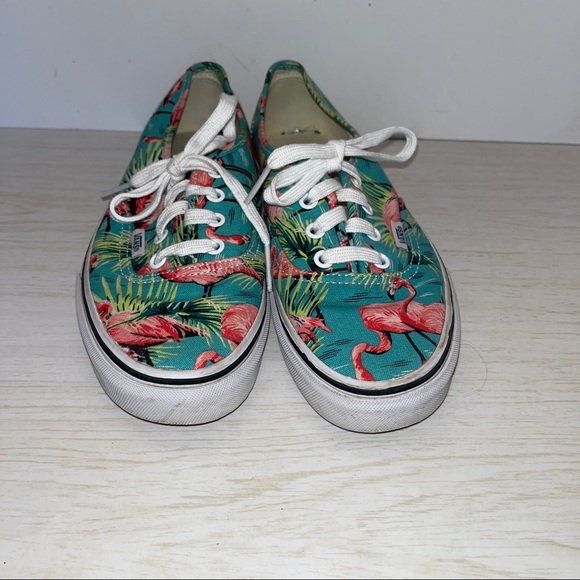 Vans Flamingo Tropical Sneakers Turquoise Pink Canvas Shoes Skate Women 7. - Picture 2 of 7